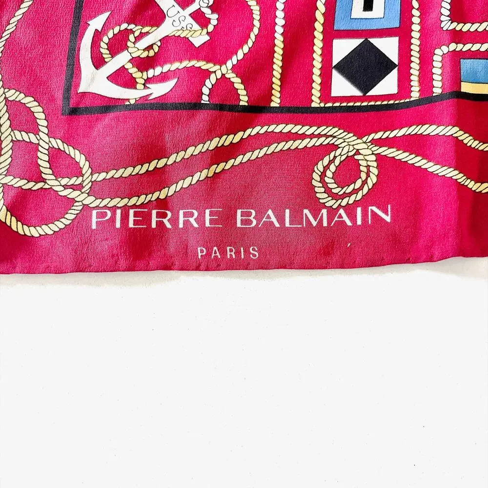 VINTAGE PIERRE BALMAIN PARIS NAUTICAL SILK SCARF